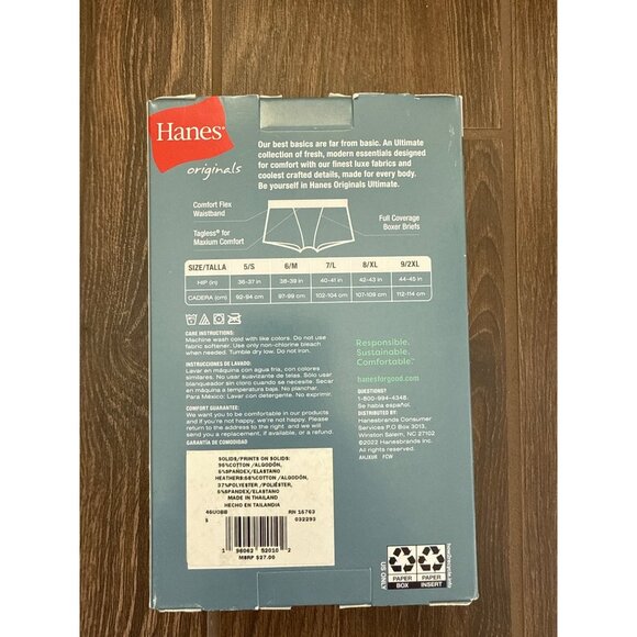 Hanes Women's Cotton Boxer Briefs 3 pairs, size small, size 5, grey, Blk, stripe - Picture 3 of 3